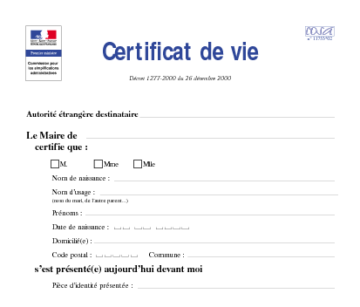 Certificat de vie